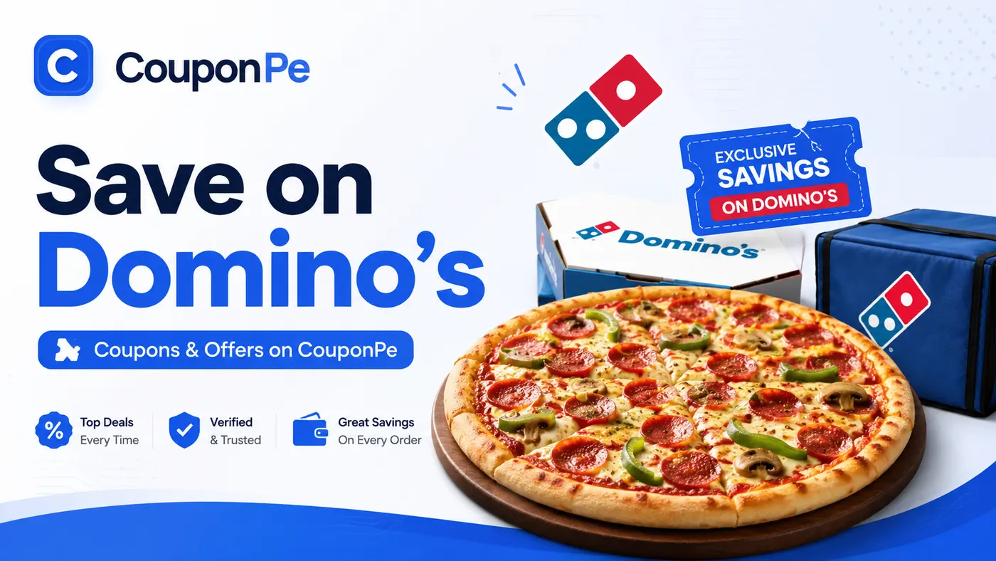 Domino's coupon offer visual with pizza and checkout reminder