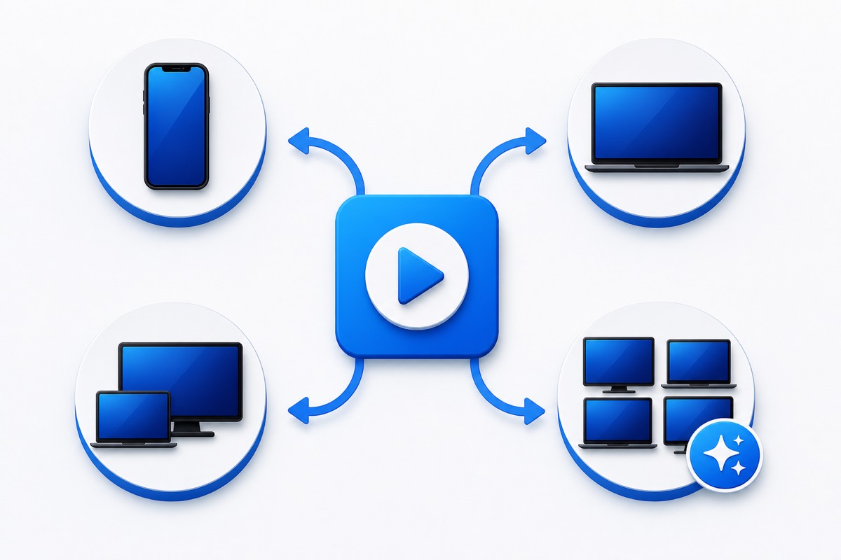 Four-path decision map showing phone-only, one-screen, two-screen and four-screen viewing choices