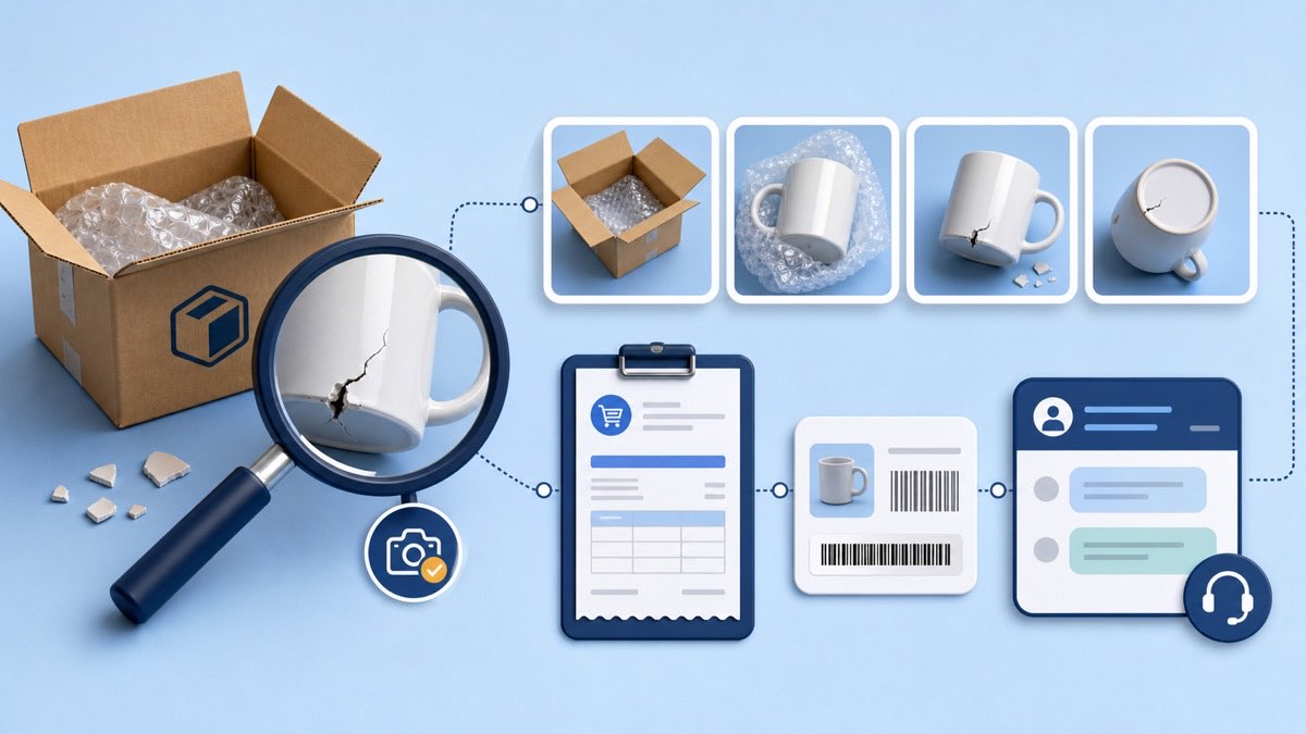 Photograph the damage and keep the invoice, product label and support trail together