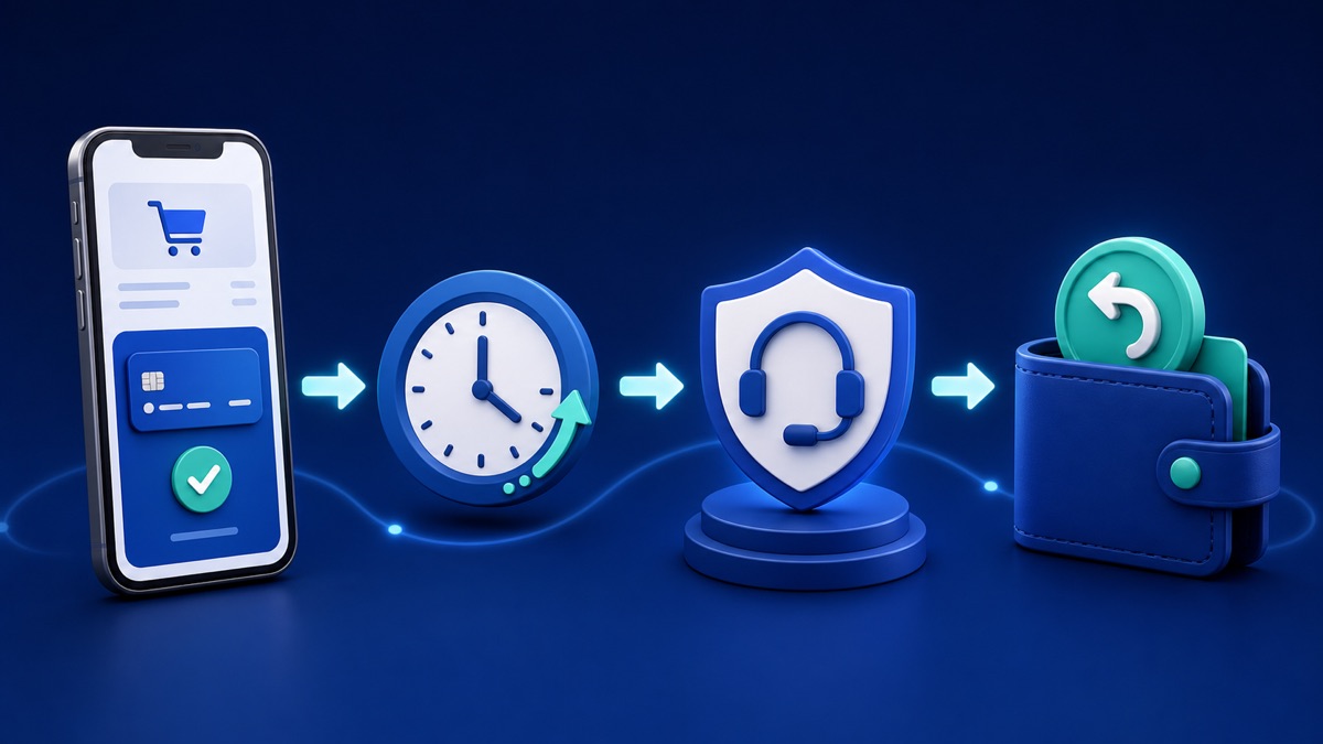 Payment failure moves from a status check to the right support team and refund resolution