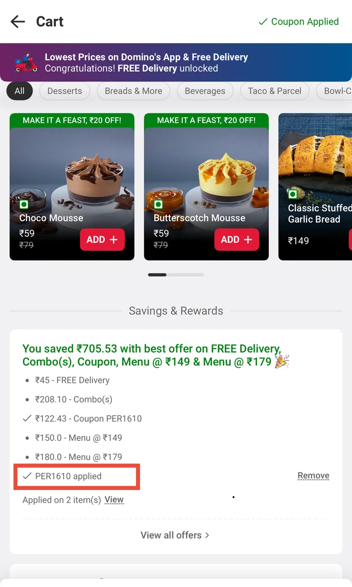 Checkout checks completed by CouponPe with the test date, user type, cart value, result and supporting screenshot where available. verification screenshot